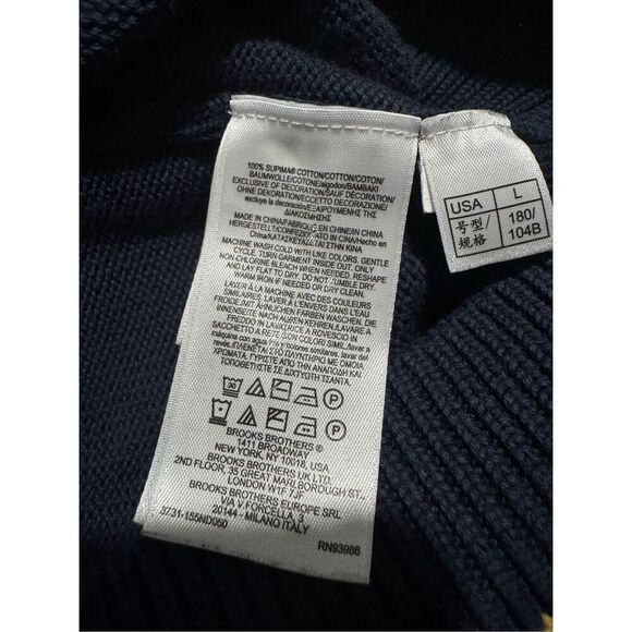 Brooks Brothers supima cotton Blue Embroidered golf club crest hoodie sweater L - Picture 3 of 7